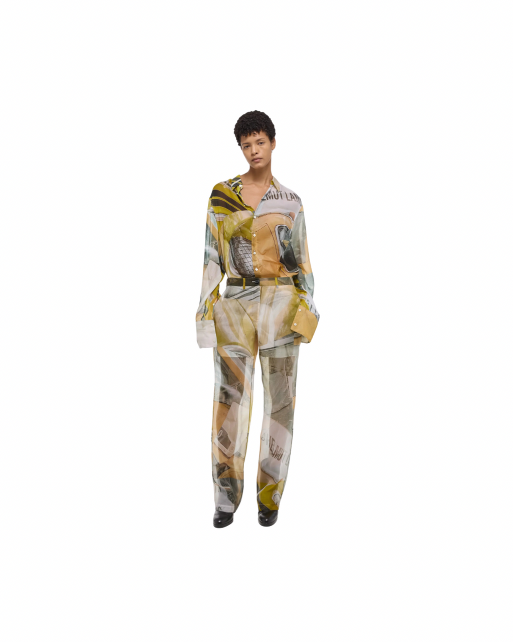 Helmut Lang Straight Leg Silk Pants