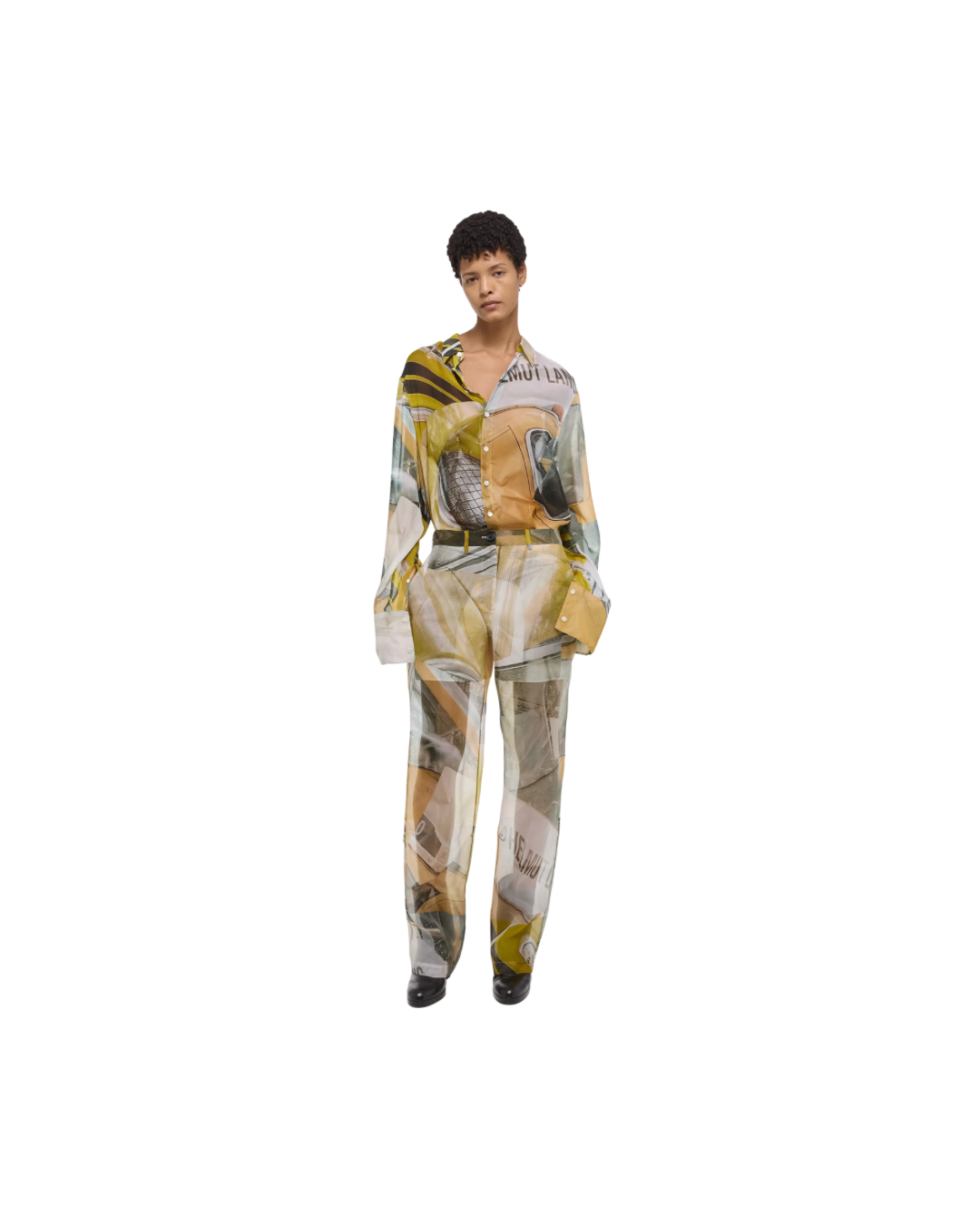 Helmut Lang Straight Leg Silk Pants